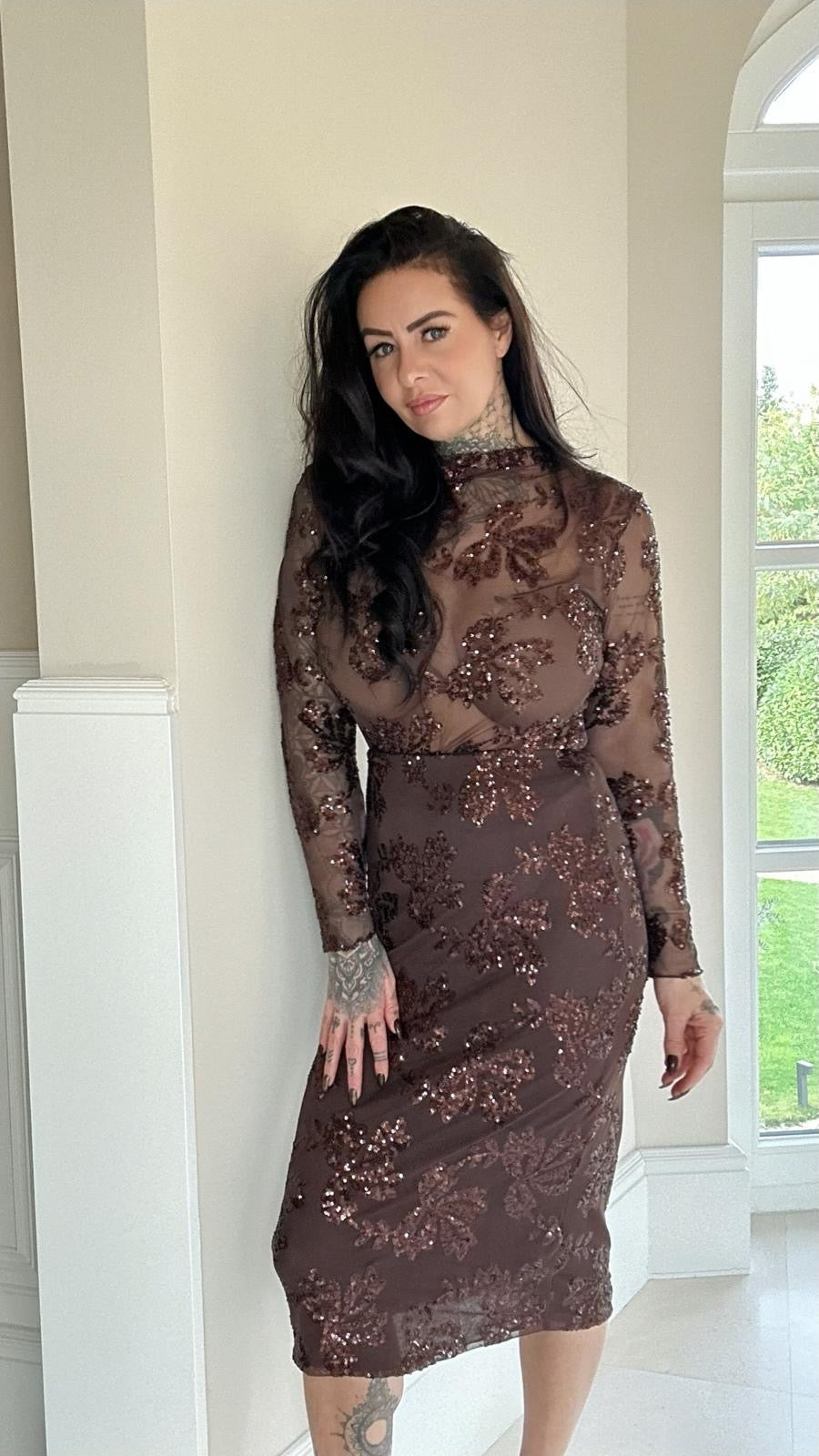 HOT ITEM mesh sequin embrodery skirt