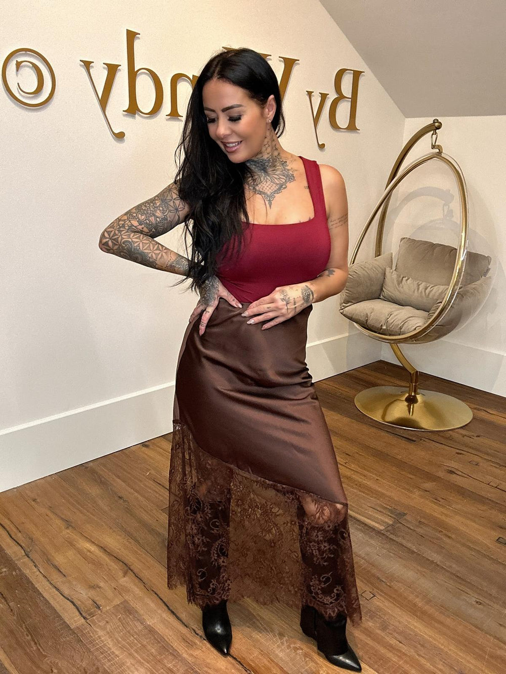Skirt satin lace