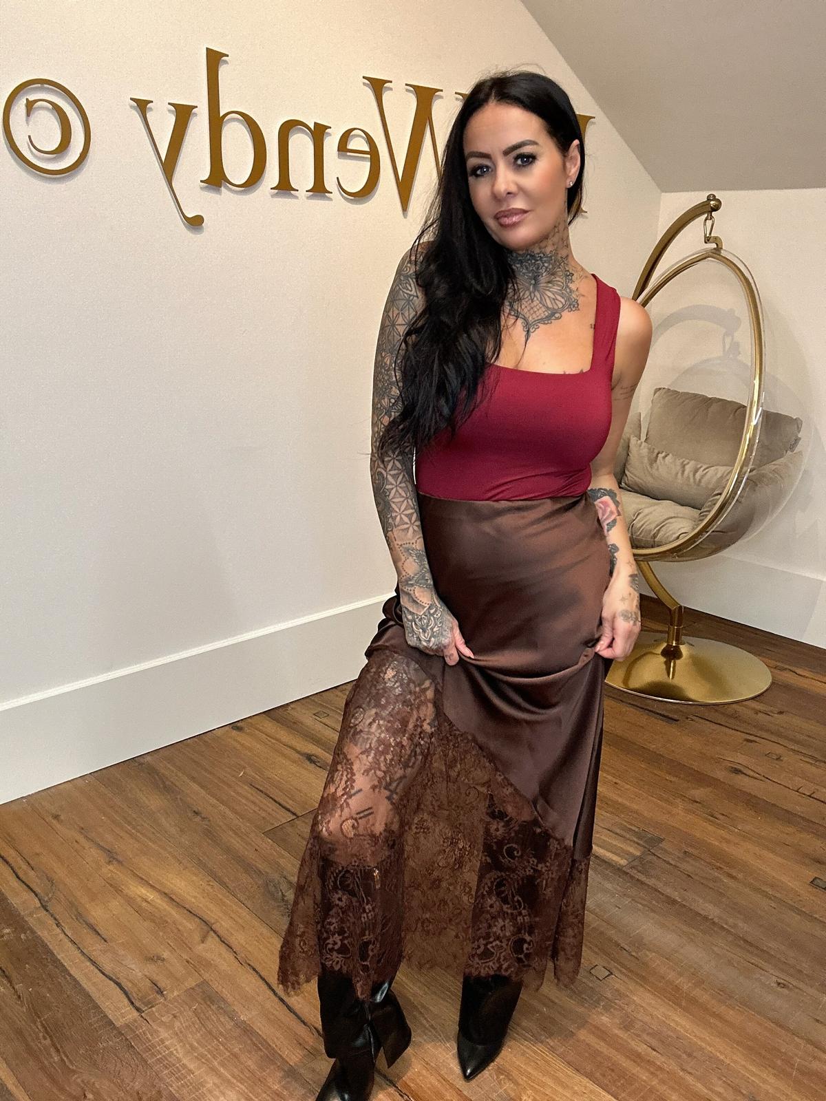 Skirt satin lace