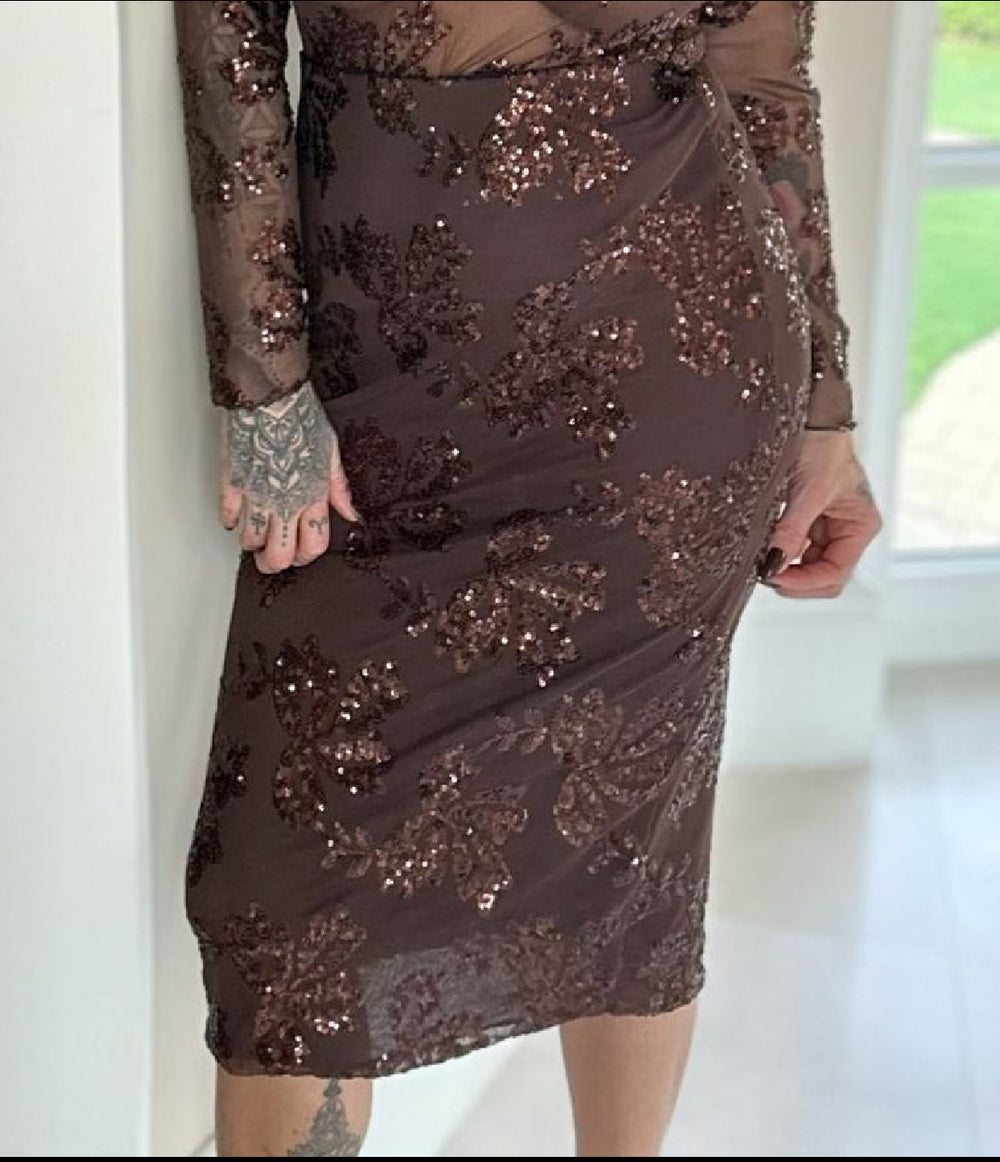 HOT ITEM mesh sequin embrodery skirt only